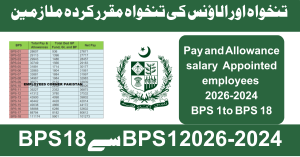 Pay and Allowance salary Appointed employees 2026-2024 BPS 1 to BPS 18